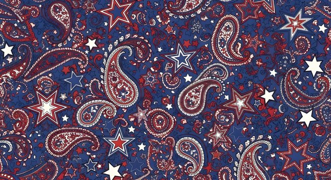 patriotic paisley star pattern fabric