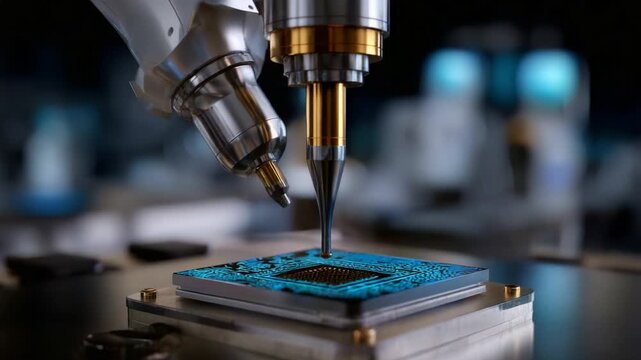 Innovative Robotic Technology Performing Precision Engraving with Dynamic Spark Effects on a Metallic Surface in a High-Tech Laboratory Environment