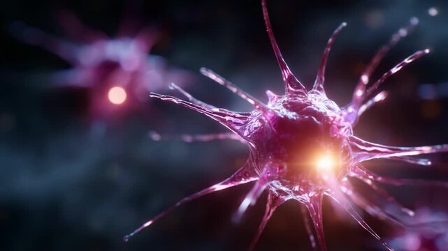 Intricate Close-up of Vibrant Neurons in a Digital Artistic Representation, Showcasing Their Unique Structures and Luminescent Characteristics