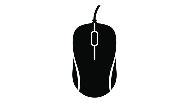 Silhouette of a standard wired computer mouse from above