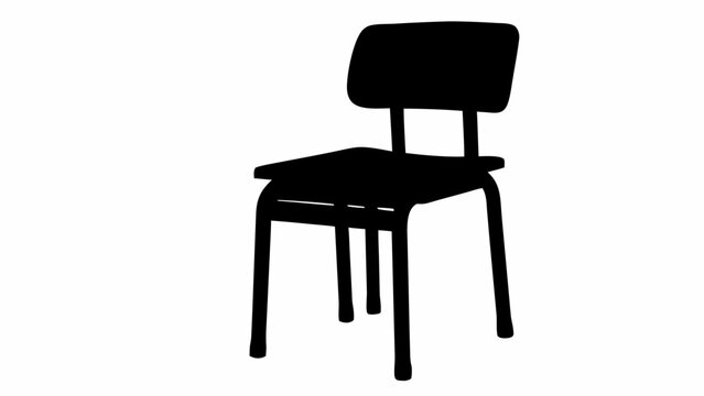 Black school chair silhouette on white background classroom furniture icon education symbol simple design