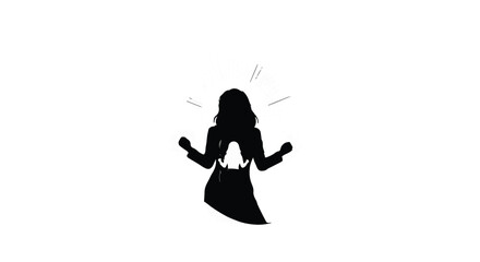 Fototapeta premium silhouette of woman with arms outstretched in frustration or dance