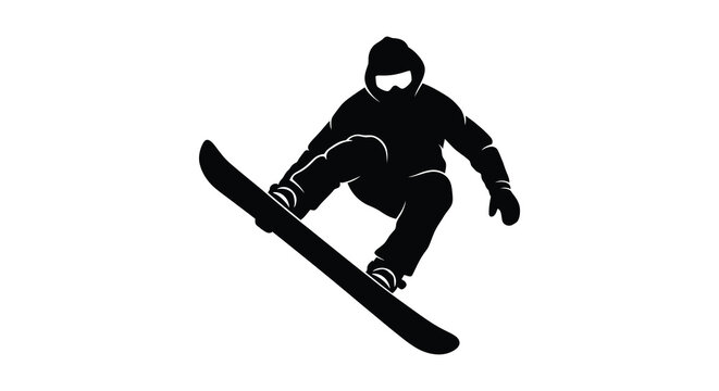 Silhouette of a snowboarder in mid air performing a trick