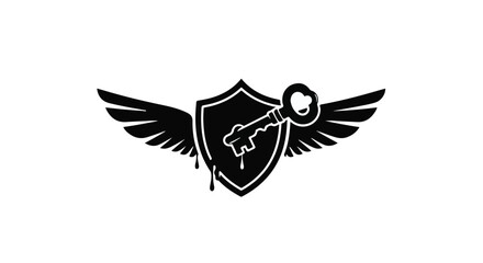 Obraz premium security shield with wings and key icon