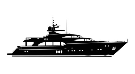 Silhouette of a large luxury yacht boat on the water sleek design © Meem