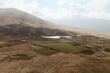Fototapeta premium Remote welsh mountain landscape with small tarns