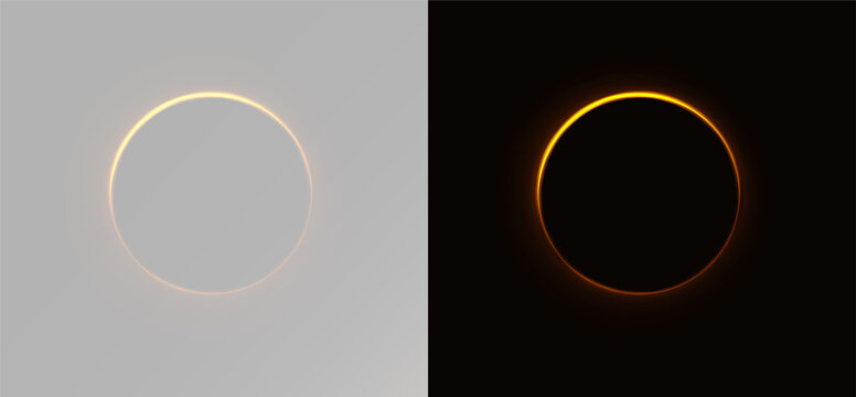 Golden glowing circle with magic light effect for banner or logo png