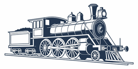 A vintage steam locomotive pulling passenger cars along a railway track © Mamun