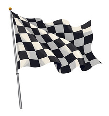 Obraz premium Motorsport chequered flag illustration clipart for racing events. Transparent background.