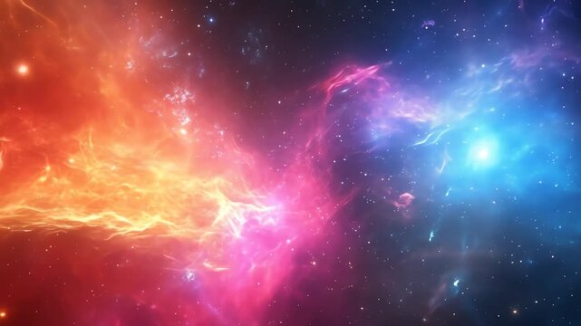 Cosmic nebulae displaying vibrant colors and star clusters in deep space