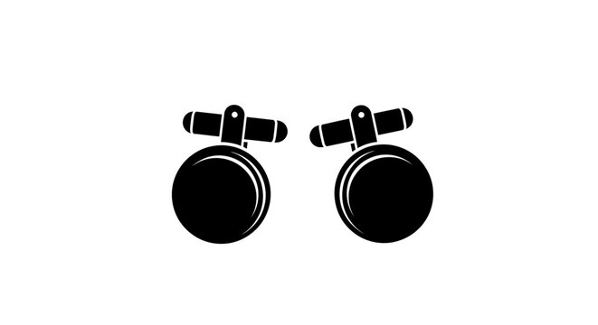 Black and white illustration of cufflinks.
