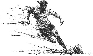 Fototapeta premium Dynamic soccer player kicking ball in action silhouette with paint splash effect