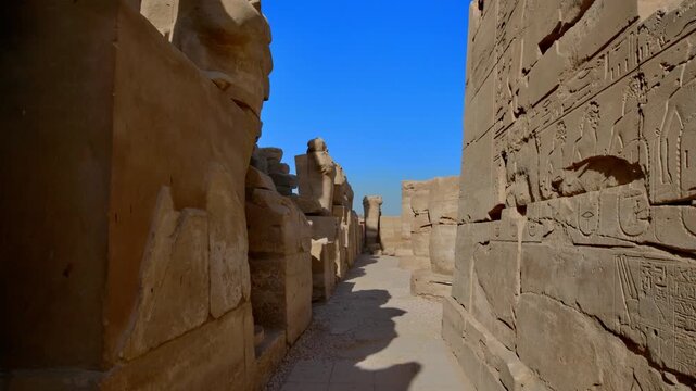 Karnak Temple in Luxor, Egypt. It is the second most visited historical site in Egypt only the Giza Pyramids near Cairo receive more visits.