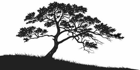 A solitary tree stands tall on a hill, its branches reaching out to the sky © Mamun