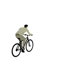 Naklejka premium A person is riding a bicycle with view from behind.
