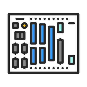 Remote Terminal Unit vector outline icon for industrial warehouse automation. AI remote monitoring unit sign. Spot illustration of plant telemetry rtu.
