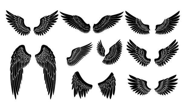 Angel and Bird Wings Icons &ndash; Vector Silhouettes for Web & App