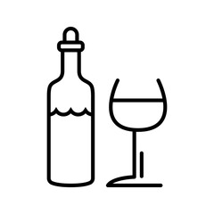 Obraz premium Wine bottle icon. Food and wine line symbol. Black and white.