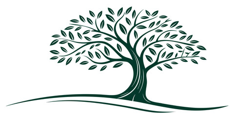 A majestic tree with sprawling branches and intricate leaves set against a serene landscape. © Murad