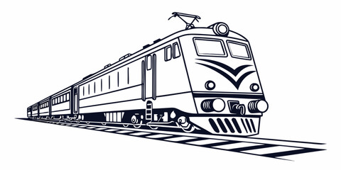 A detailed illustration of a vintage steam locomotive train traveling through a landscape © Murad