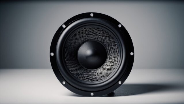 A close-up view of a speaker sitting on a table