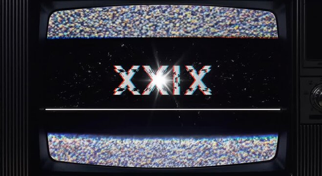 retro tv static xxix roman numerals on screen