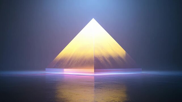 Neon Pyramid Abstract Futuristic Geometry Light Reflection Background