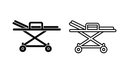 Two black line art depictions of a hospital stretcher or gurney © Gahima