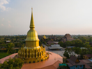 Golden Pagoda of Wat Pa Wang Nam Yen at Sunset, Thailand