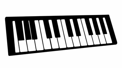 Fototapeta premium Piano keyboard silhouette icon musical instrument graphic black and white keys simple illustration music symbol creative design element flat style