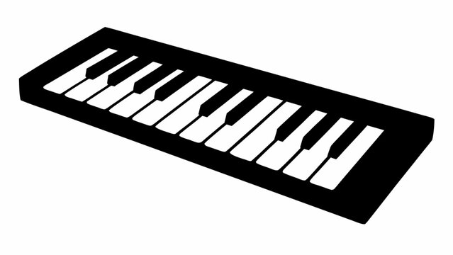 Black piano keyboard silhouette on white background musical instrument icon graphic resource for design