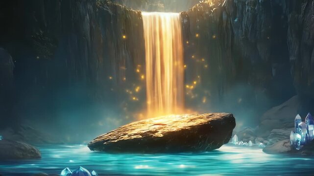 Dramatic waterfall scene flowing water and serene landscape imagery