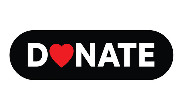 Donate button with heart silhouette symbolizing charity and generosity