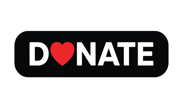 Donate logo with heart silhouette symbol on black background