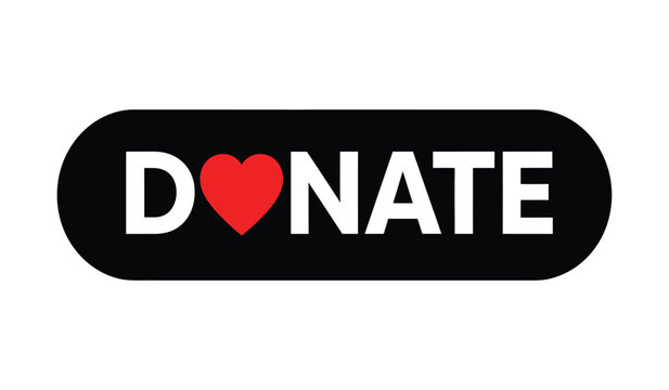 Donate logo with heart silhouette on black background