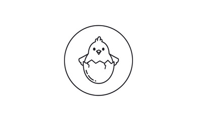 Obraz premium A simple line drawing of a chick hatching from an egg in a circle
