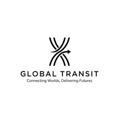 Fototapeta premium Global Transit Logo - Connecting Worlds, Delivering Futures with Abstract Arrow Design.