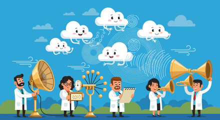 Fototapeta premium Scientists Studying Weather Phenomena and Cloud Formation.