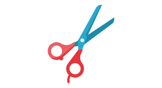 Colorful scissors in minimalist style with bright lighting on white background for office supplies