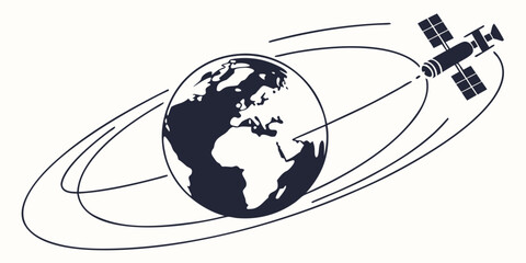 Satellite orbiting the earth in a series of elliptical paths. © AG