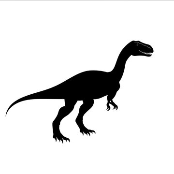 black silhouette Iguanodon on a white backgrounk vector