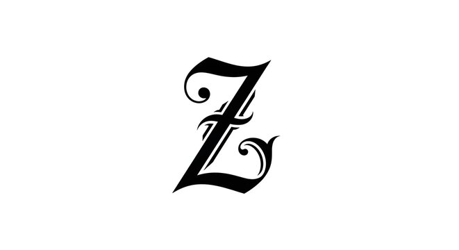 Elegant decorative letter Z in black on a white background, perfect for branding and design elements