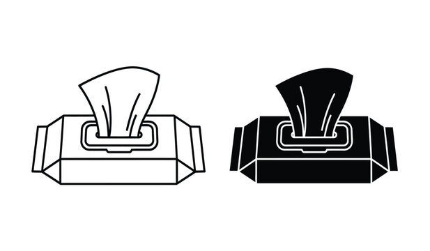 Tissue box silhouette illustration with black and white outline