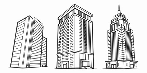 Fototapeta premium Three distinct skyscrapers showcasing diverse architectural styles