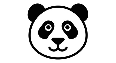 Obraz premium Panda face black and white cartoon.