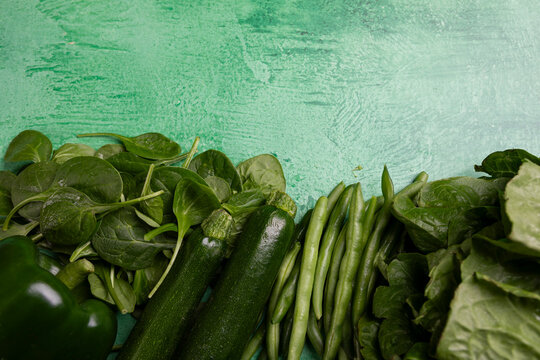 Green Vegetables Border with Copy Space Healthy Food Background