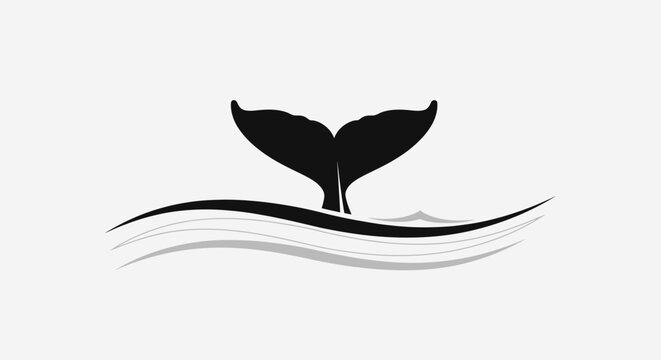Whale tail in the ocean water.