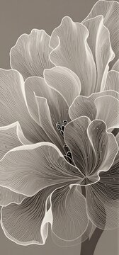Una representaci&oacute;n art&iacute;stica de una flor en blanco y negro, con un estilo de dibujo lineal detallado.