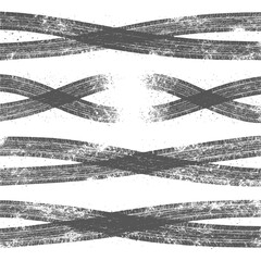 Fototapeta premium Tire tread marks after skidding, launch, drift, powerslide in motorsport, rally, off-road, motocross. Wheel texture with splash effect. Vector, transparent background PNG version.