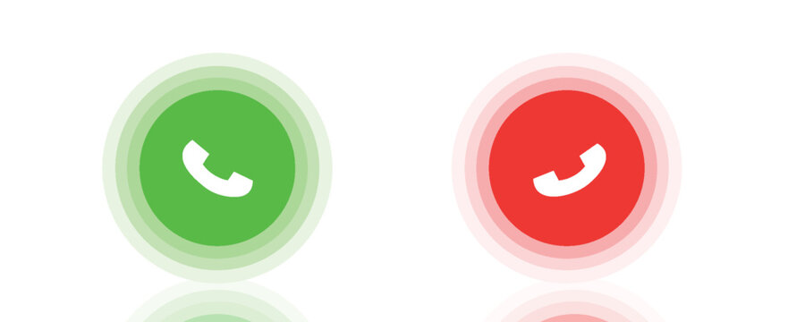 Answer and decline phone call buttons. Phone call. Telephone sign. Accept call and decline phone icons. vector